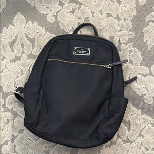 Kate Spade Nylon Black Backpack with front zip and 2 side pockets